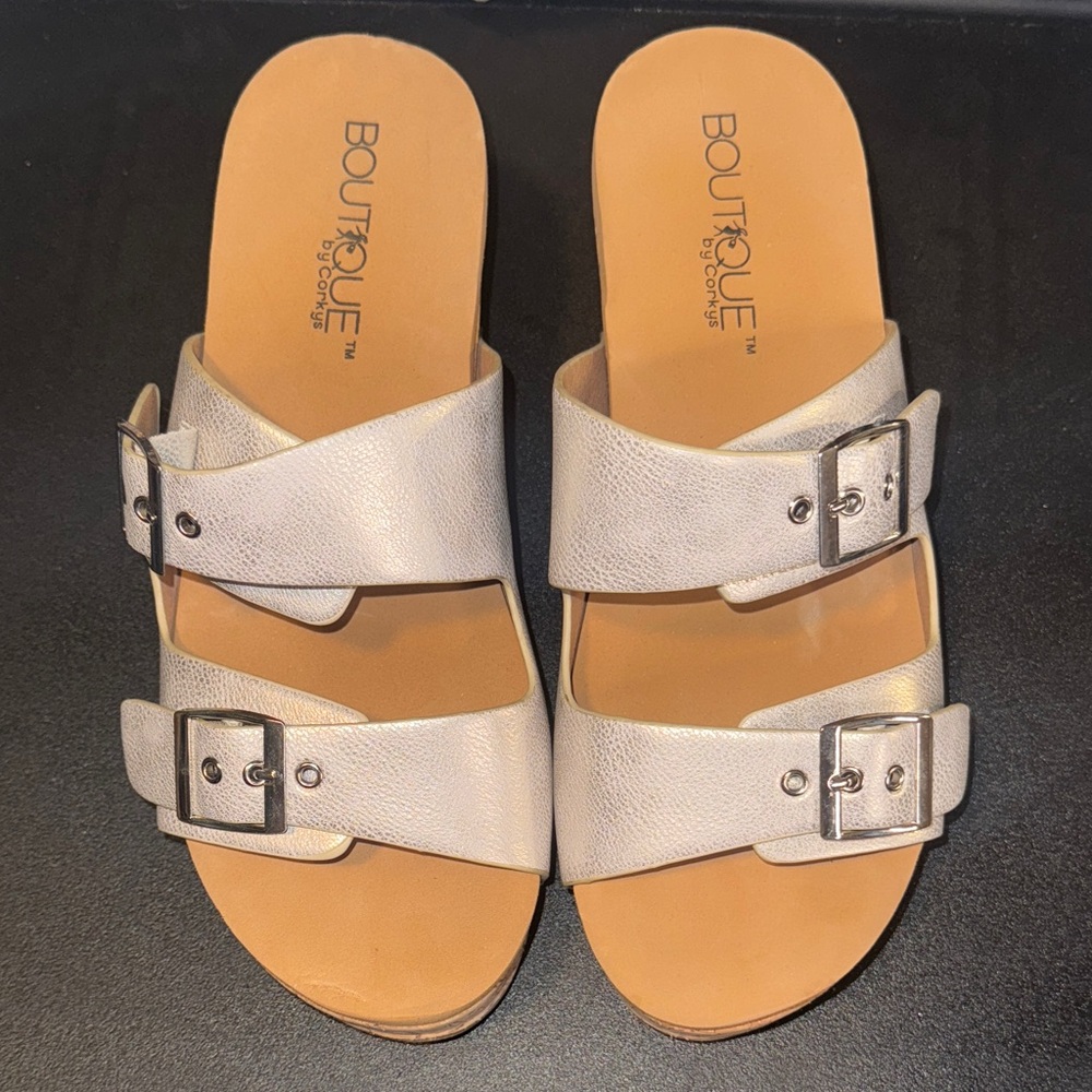 Corkys Metallic Buckle Sandals